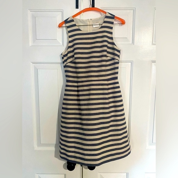 J. Crew Cream and Denim Blue Dress-size 0 - Picture 1 of 4